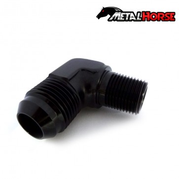 Adaptador Macho NPT 3/8" para Macho Cônico 10AN / AN10 em Curva 90º graus - Preto