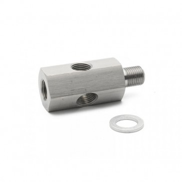 Adaptador em T M10*1.0 (Macho) com saídas Fêmea M10*1.0 (Superior) e 2x Fêmea 1/8" NPT (Lateral) Epman