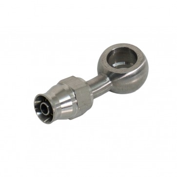 Conexão tipo Banjo 4AN / AN4 para Parafuso M12 - Furo 12.1mm Curva 20° graus para Mangueira PTFE - Inox - Metal Horse