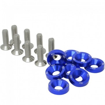Conjunto de Arruelas em Alumínio com Parafusos M6 (8 Conjuntos) - Azul