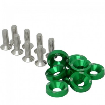 Conjunto de Arruelas em Alumínio com Parafusos M6 (8 Conjuntos) - Verde