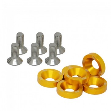 Conjunto de Arruelas em Alumínio com Parafusos M8 (6 Conjuntos) - Dourado