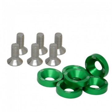 Conjunto de Arruelas em Alumínio com Parafusos M8 (6 Conjuntos) - Verde
