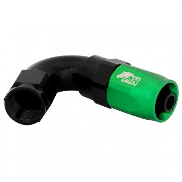 Conexão 6AN / AN6 120º para Mangueira Aeroquip - Colors (Corpo Preto - Porca Verde)