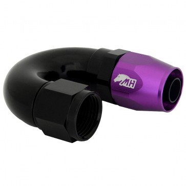 Conexão 10AN / AN10 180º para Mangueira Aeroquip - Colors (Corpo Preto - Porca Roxo)