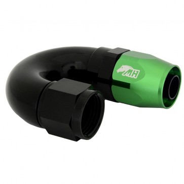 Conexão 12AN / AN12 180º para Mangueira Aeroquip - Colors (Corpo Preto - Porca Verde)