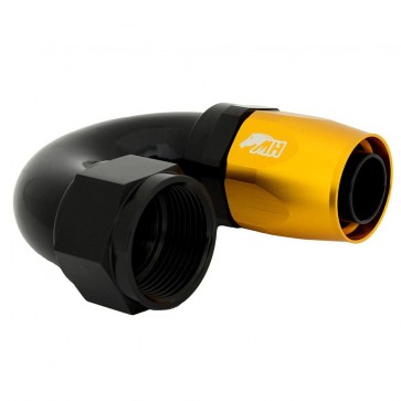 Conexão 16AN / AN16 180º para Mangueira Aeroquip - Colors (Corpo Preto - Porca Dourada)