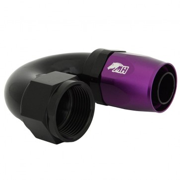 Conexão 16AN / AN16 180º para Mangueira Aeroquip - Colors (Corpo Preto - Porca Roxo)