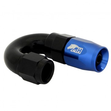 Conexão 4AN / AN4 180º para Mangueira Aeroquip - Colors (Corpo Preto - Porca Azul)