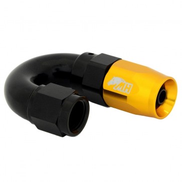 Conexão 4AN / AN4 180º para Mangueira Aeroquip - Colors (Corpo Preto - Porca Dourada)