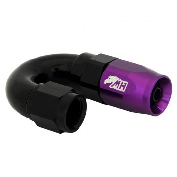 Conexão 4AN / AN4 180º para Mangueira Aeroquip - Colors (Corpo Preto - Porca Roxo)