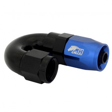 Conexão 6AN / AN6 180º para Mangueira Aeroquip - Colors (Corpo Preto - Porca Azul)