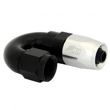 Conexão 6AN / AN6 180º para Mangueira Aeroquip - Colors (Corpo Preto - Porca Prata)