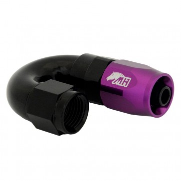 Conexão 6AN / AN6 180º para Mangueira Aeroquip - Colors (Corpo Preto - Porca Roxo)
