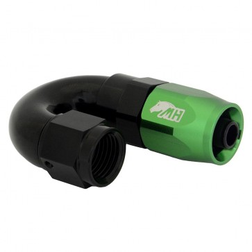 Conexão 6AN / AN6 180º para Mangueira Aeroquip - Colors (Corpo Preto - Porca Verde)