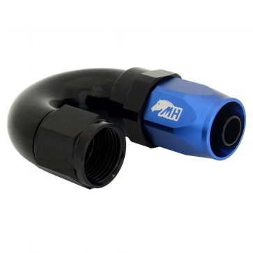 Conexão 8AN / AN8 180º para Mangueira Aeroquip - Colors (Corpo Preto - Porca Azul)