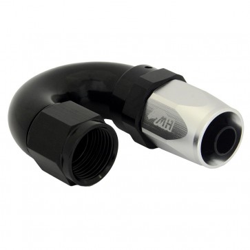 Conexão 8AN / AN8 180º para Mangueira Aeroquip - Colors (Corpo Preto - Porca Prata)