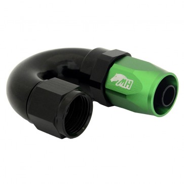 Conexão 8AN / AN8 180º para Mangueira Aeroquip - Colors (Corpo Preto - Porca Verde)