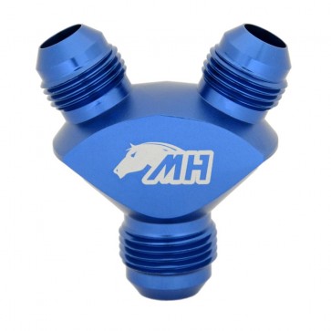 Divisor em Y Entrada 10AN / AN10 Saídas 8AN / AN8 - Azul (Ideal p/ dividir combustível, ar, água e óleo)