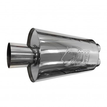 Silencioso Absorsivo Inox 304 5" x 8" com entrada de 3" e saída dupla de 3" (Comprimento 450mm) - Polido