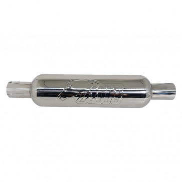 Ressonador Absorsivo Inox 304 Corpo 4" com Entrada e Saída de 3" (Comprimento 350mm) - Polido - Metal Horse