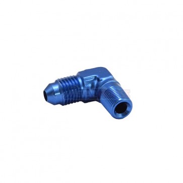 Adaptador Macho NPT 1/8" para Macho Cônico 4AN / AN4 em Curva 90° Graus - Azul