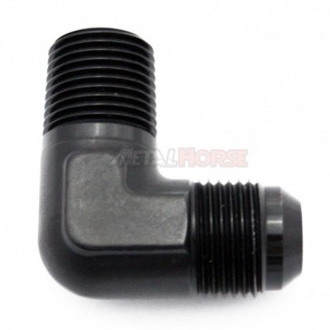 Adaptador Macho NPT 1/2" para Macho Cônico 8AN / AN8 em Curva 90° Graus - Preto