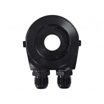 Suporte Completo (Niples Preto) de Filtro de Óleo para Radiador Remoto (Tipo Sandwich Plate) Rosca M18*1.5 - Preto