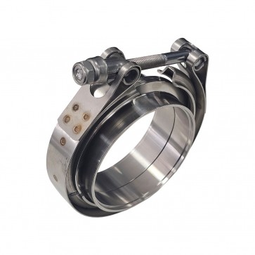 Kit Abraçadeira Tipo V-Band / V-Clamp + Par de Flange 100% Inox 3-1/4" Polegadas - Metal Horse