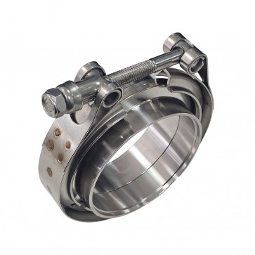 Kit Abraçadeira Tipo V-Band / V-Clamp + Par de Flange Macho e Fêmea 100% Inox 3" Polegadas - Metal Horse