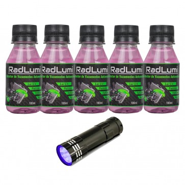 Radlumi Detector de Vazamento Automotivo 5 Unidades - 100 ml + Brinde Lanterna