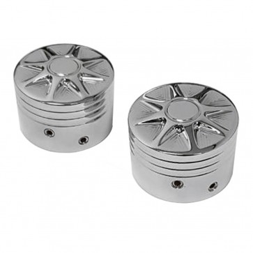 Par de Tampa Billet para Porca do Eixo Dianteiro Harley Davidson - 8 Spoke - Cromado - Twin13