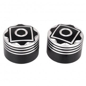 Par de Tampa Billet para Porca do Eixo Dianteiro Harley Davidson - Gear - Preto - Twin13