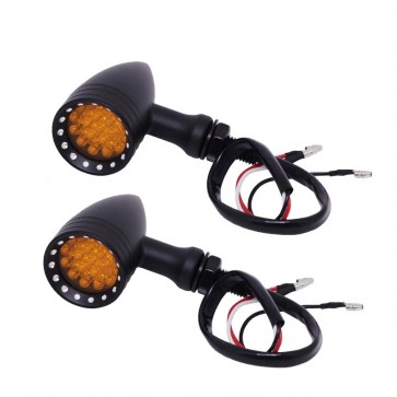 Par de Seta Traseira 10mm Billet Modelo Finned Grill LED 3 Funções - Twin13