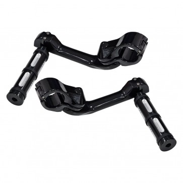 Par de Pedaleira Billet Modelo Edge com Suporte Angulado Longo - Preto - Twin13