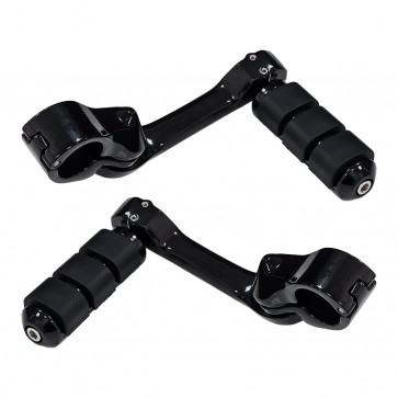 Par de Pedaleira para Softail / Dyna / Sportster com Suporte Angulado Longo - Preto - Twin13