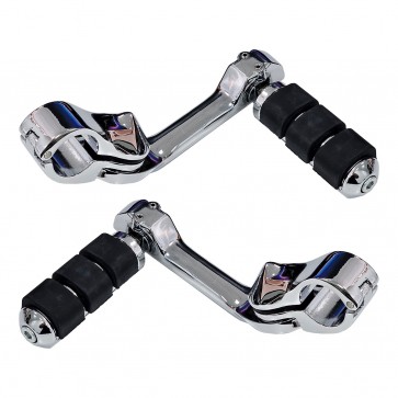Par de Pedaleira para Softail / Dyna com Suporte Angulado Longo - Cromado - Twin13