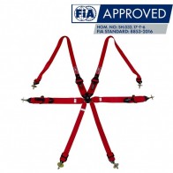 Cinto Racing 6 Pontos de 3" e 2" Compatível com Sistema Hans Certificado FIA 88532016 - Vermelho