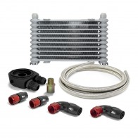 Kit Completo Universal 10AN Radiador Prata de Óleo 10 linhas Conexão Original Rosca