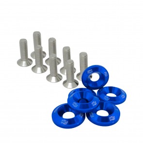 Conjunto de Arruelas em Alumínio Aerodinâmica com Parafusos M6 (10 Conjuntos) - Azul