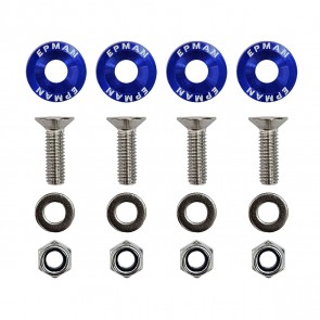 Kit 4 Arruelas Billet Universal com parafuso e porca M6 EPMAN - Azul