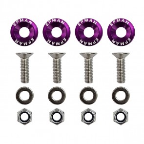 Kit 4 Arruelas Billet Universal com parafuso e porca M6 EPMAN - Roxo