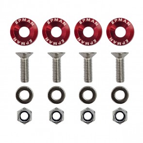 Kit 4 Arruelas Billet Universal com parafuso e porca M6 EPMAN - Vermelho