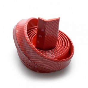 Bumper de Borracha Adesivo para Para-Choque Aerodinâmico 2.5 Metros - Vermelho (Fibra de Carbono)