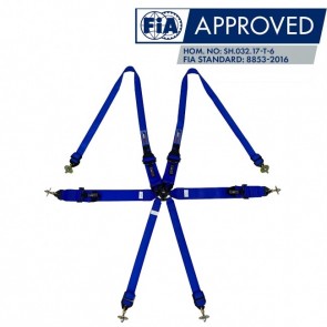 Cinto Racing 6 Pontos de 3" e 2" Compatível com Sistema Hans Certificado FIA 88532016 - Azul