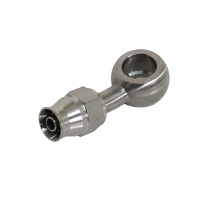 Conexão tipo Banjo 4AN / AN4 para Parafuso M12 - Furo 12.1mm Curva 20° graus para Mangueira PTFE - Inox - Metal Horse