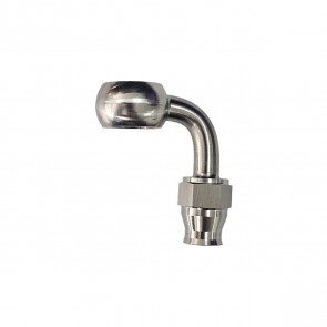 Conexão tipo Banjo 4AN / AN4 para Parafuso M12 - Furo 12.1mm Curva 90° graus para Mangueira PTFE - Inox - Metal Horse