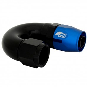 Conexão 10AN / AN10 180º para Mangueira Aeroquip - Colors (Corpo Preto - Porca Azul)