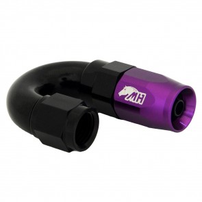 Conexão 4AN / AN4 180º para Mangueira Aeroquip - Colors (Corpo Preto - Porca Roxo)