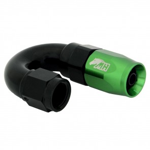 Conexão 4AN / AN4 180º para Mangueira Aeroquip - Colors (Corpo Preto - Porca Verde)